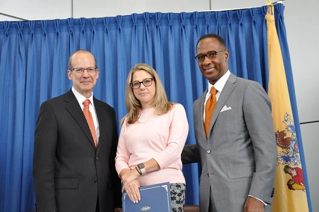 Melissa with Chief Justice Stuart Rabner and Administrative Director Glenn A. Grant